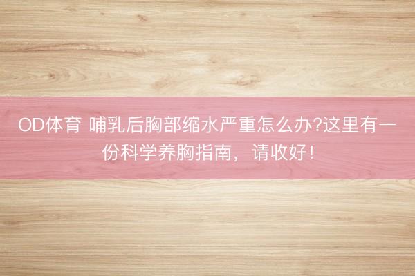 OD体育 哺乳后胸部缩水严重怎么办?这里有一份科学养胸指南，请收好！