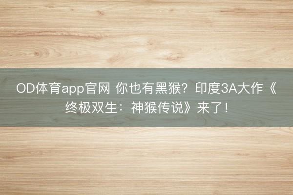 OD体育app官网 你也有黑猴？印度3A大作《终极双生：神猴传说》来了！