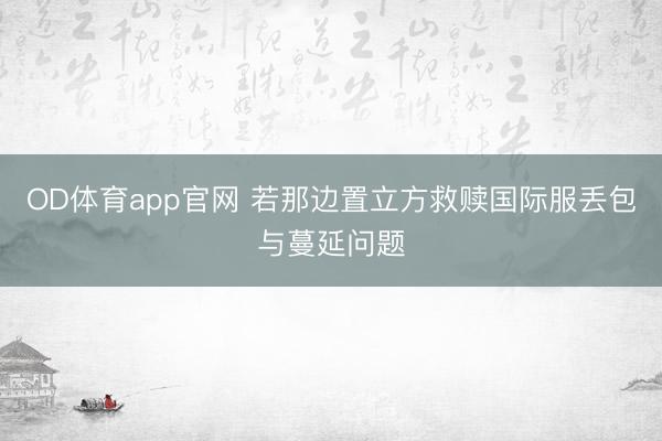 OD体育app官网 若那边置立方救赎国际服丢包与蔓延问题