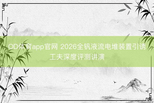 OD体育app官网 2026全钒液流电堆装置引诱工夫深度评测讲演