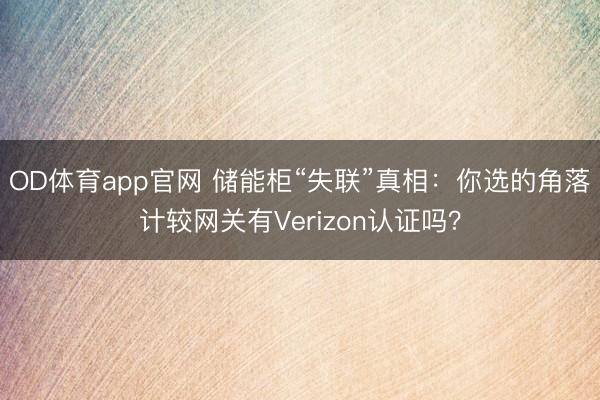 OD体育app官网 储能柜“失联”真相：你选的角落计较网关有Verizon认证吗？